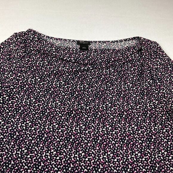 Ann Taylor Cowl Neck Blouse Printed Stretch Business Casual 3/4 Sleeve Top LARGE - Picture 3 of 11